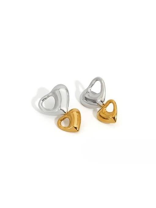 Dual-Tone Heart Stud Earrings | TARA MINI - TARA MINI