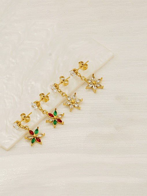 Gold Plated Floral Drop Earrings | TARA MINI - TARA MINI