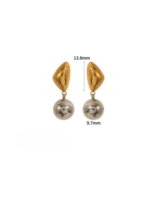 Geometric Drop Earrings with Silver Ball Charm | TARA MINI - TARA MINI