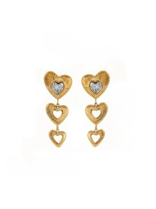 Triple Heart Drop Earrings for Women 18K Gold | TARA MINI - TARA MINI