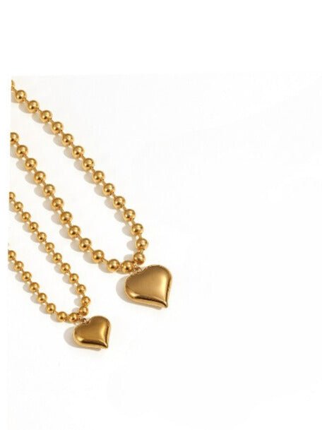 Gold Plated Heart Pendant Beaded Necklace | TARA MINI - TARA MINI