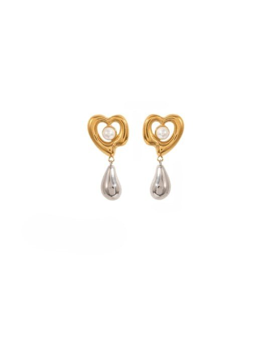 Irregular Hip Hop Huggie Earrings with Pearl | TARA MINI - TARA MINI