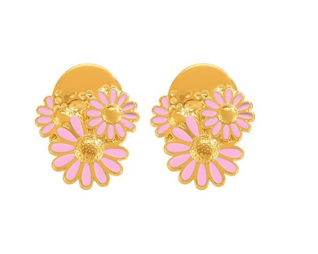 Enamel Flower Minimalist Stud Earrings | TARA MINI - TARA MINI
