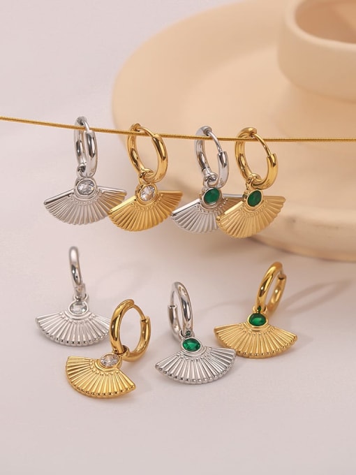 Cubic Zirconia Geometric Drop Earrings for Women ( Gold )