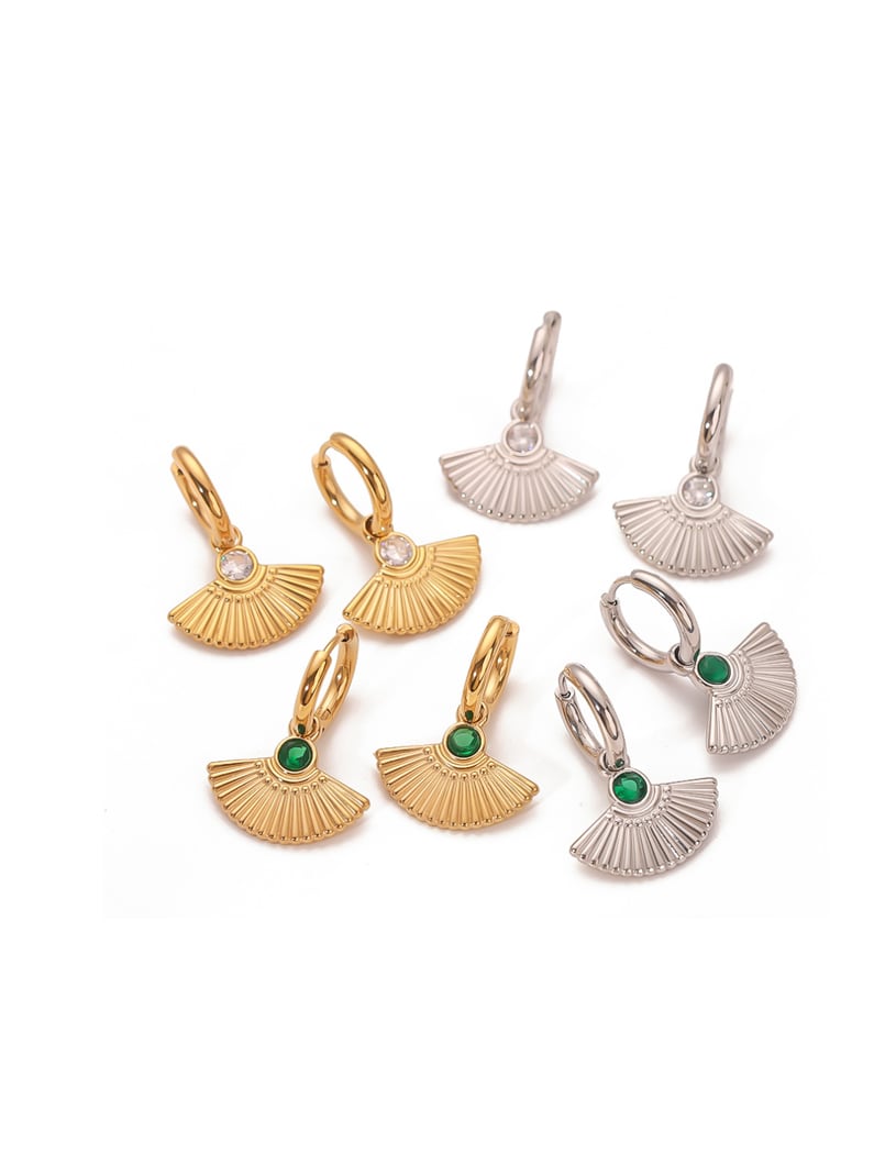 Cubic Zirconia Geometric Drop Earrings for Women ( Sliver )