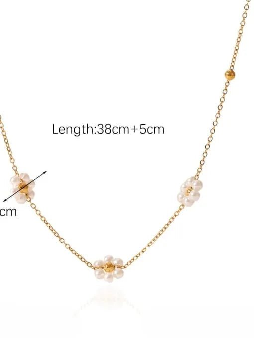 Gold Flower Pearl Necklace for Women 18K Plated | TARA MINI - TARA MINI