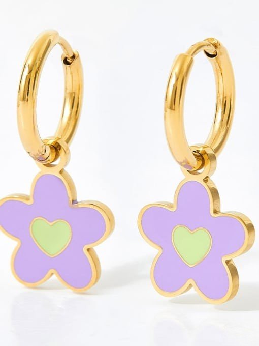 Enamel Flower Drop Earrings Gold Plated | TARA MINI - TARA MINI