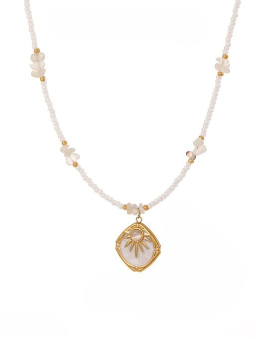 Imitation Pearl Geometric Beaded Necklace | TARA MINI - TARA MINI