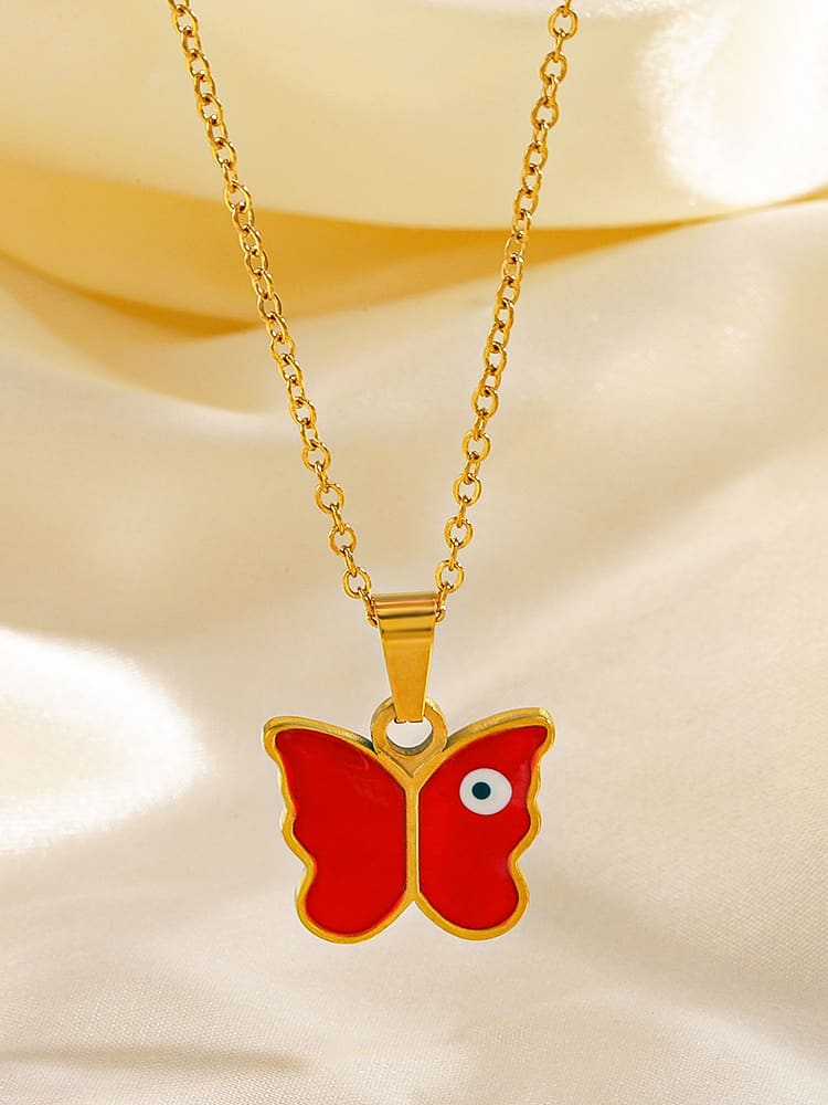 Enamel Butterfly Vintage Necklace for Women 18K | TARA MINI - TARA MINI