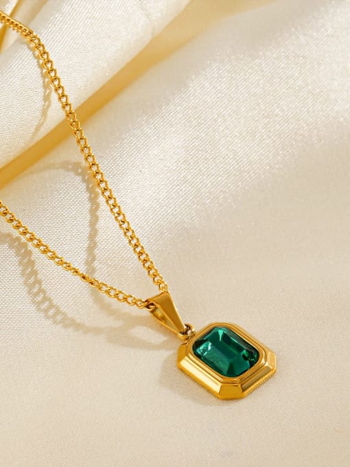 Emerald Glass Stone Vintage Necklace for Women | TARA MINI - TARA MINI