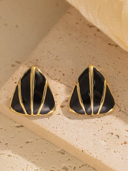 Black Enamel Triangle Stud Earrings for Women | TARA MINI - TARA MINI