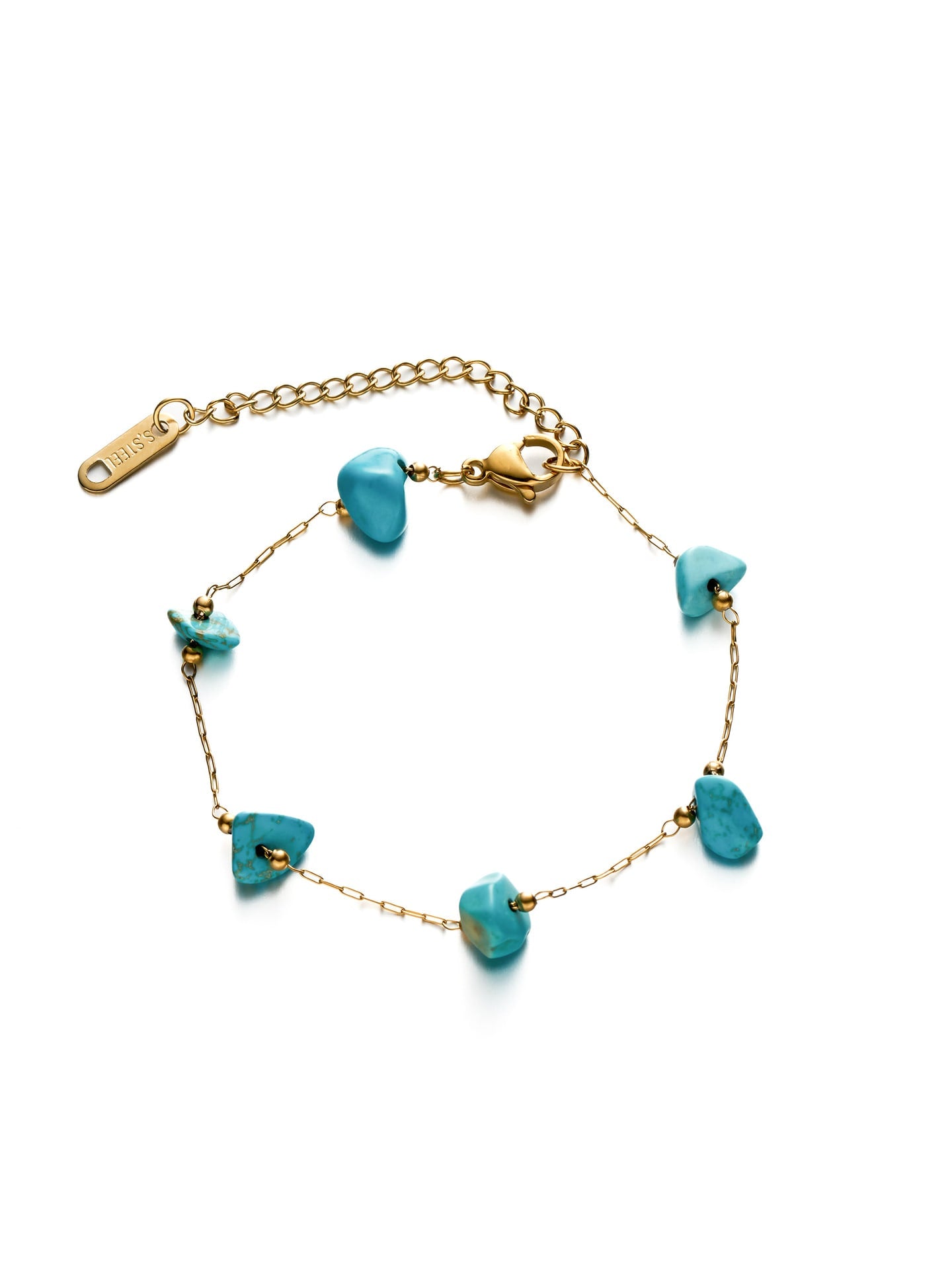 Turquoise Irregular Stone Bracelet Gold | TARA MINI - TARA MINI
