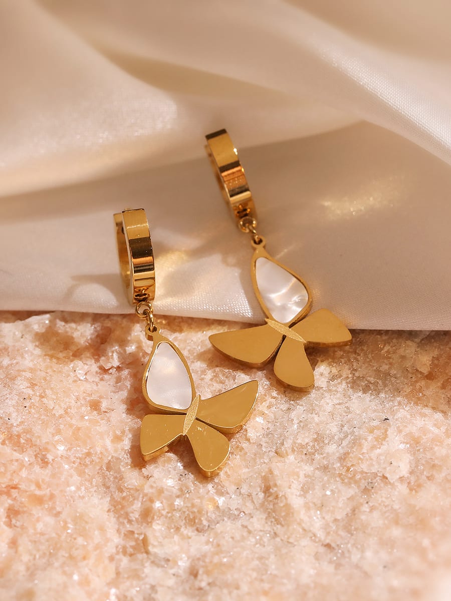 Shell Butterfly Minimalist Huggie Earrings | TARA MINI - TARA MINI