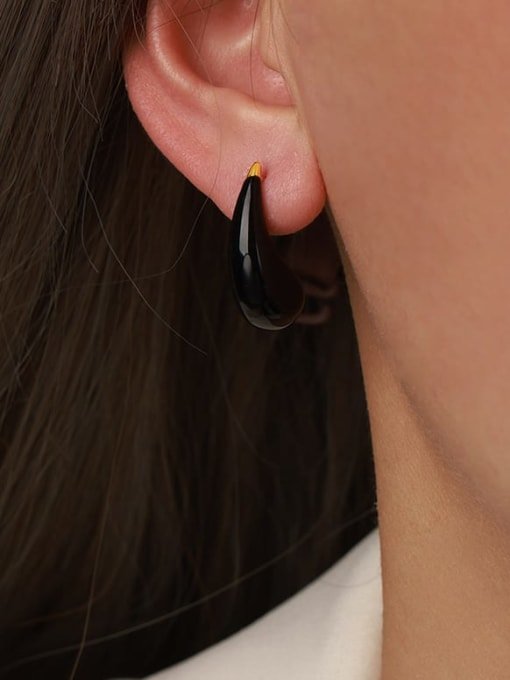 Enamel Water Drop Stud Earrings Gold | TARA MINI - TARA MINI
