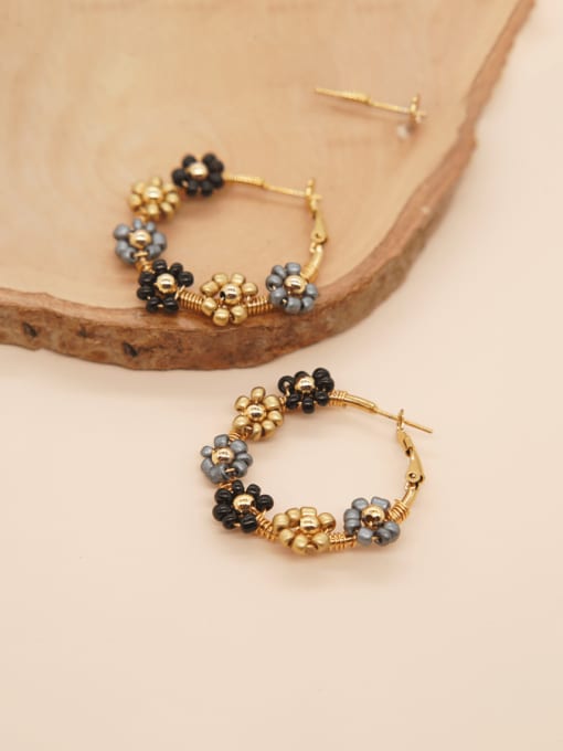 Rice Bead Daisy Flower Boho Hoop Earrings | TARA MINI - TARA MINI