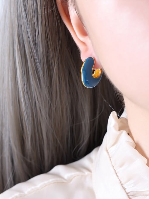 Enamel Geometric Minimalist Earrings Gold | TARA MINI - TARA MINI