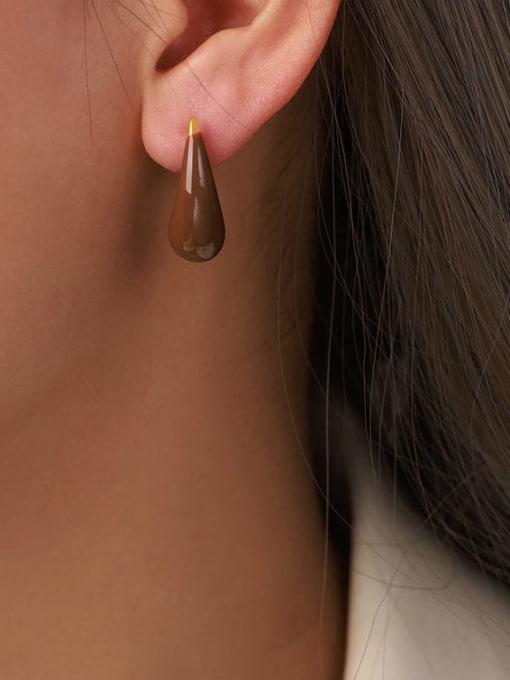 Enamel Water Drop Stud Earrings Gold | TARA MINI - TARA MINI