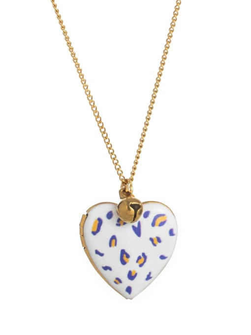 Love Heart Locket Necklace Gold Enamel | TARA MINI - TARA MINI