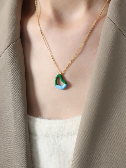 Enamel Heart Trend Necklace Green Blue | TARA MINI - TARA MINI