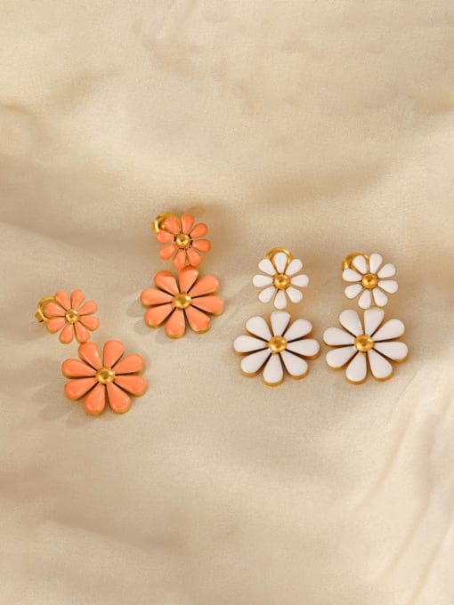 Enamel Flower Drop Earrings Gold | TARA MINI - TARA MINI
