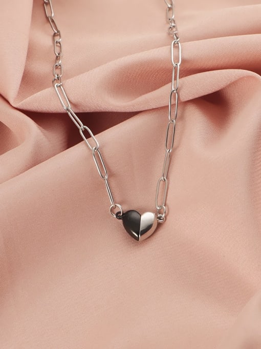 Black & Silver Heart Minimalist Necklace | TARA MINI - TARA MINI