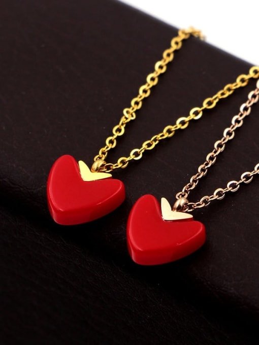 Heart Dainty Necklace with Red Enamel | TARA MINI - TARA MINI