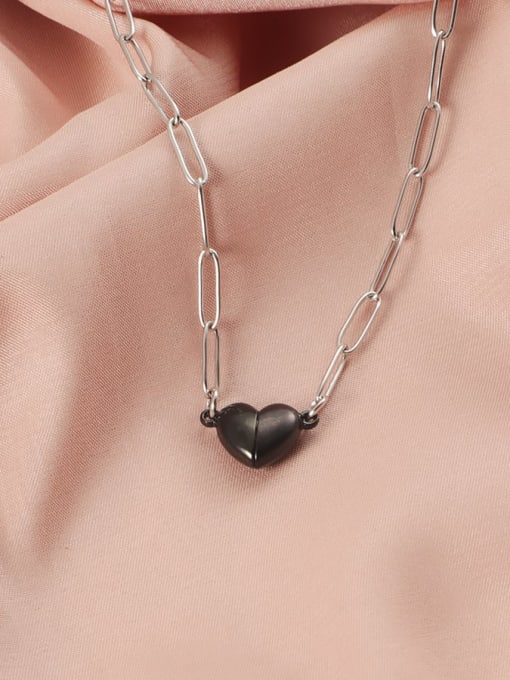Black & Silver Heart Minimalist Necklace | TARA MINI - TARA MINI
