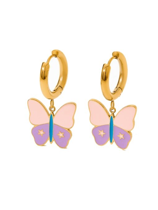 Enamel Butterfly Huggie Earrings Gold | TARA MINI - TARA MINI