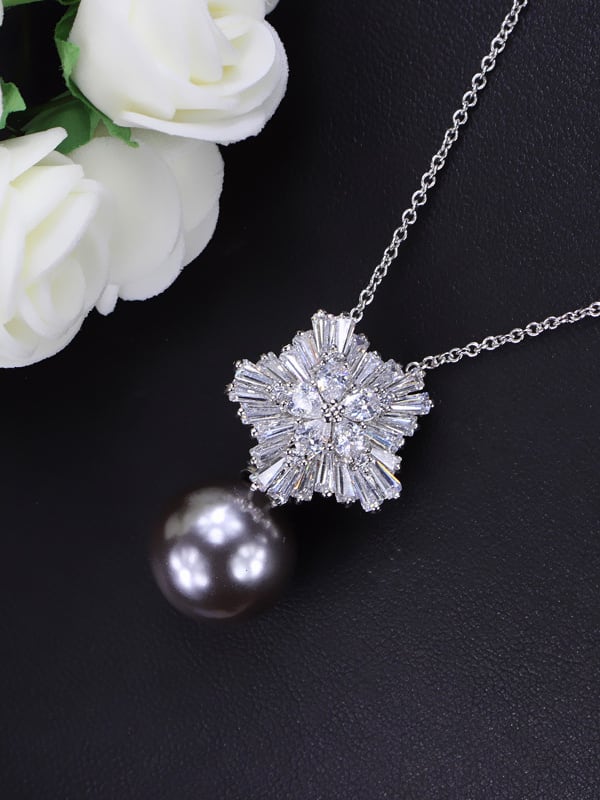 Cubic Zirconia Flower Dainty Necklace