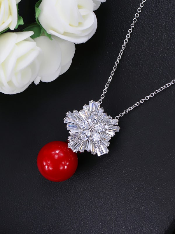 Cubic Zirconia Flower Dainty Necklace