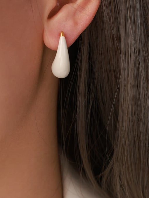 Enamel Water Drop Stud Earrings Gold | TARA MINI - TARA MINI