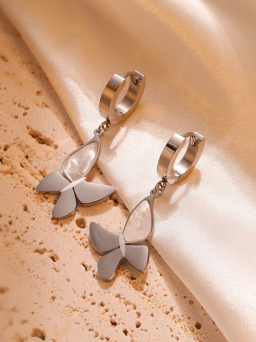 Shell Butterfly Minimalist Huggie Earrings | TARA MINI - TARA MINI
