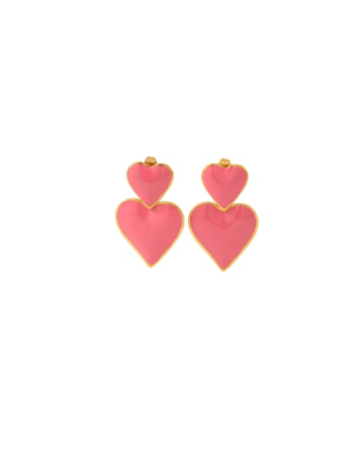 Enamel Double Heart Drop Earrings for Women 18K | TARA MINI - TARA MINI