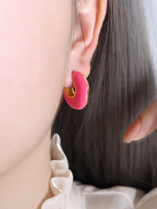 Enamel Geometric Minimalist Earrings Gold | TARA MINI - TARA MINI