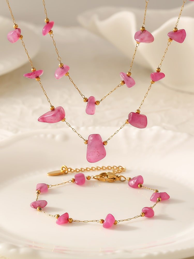 Natural Stone Irregular Jewelry Set Gold | TARA MINI - TARA MINI