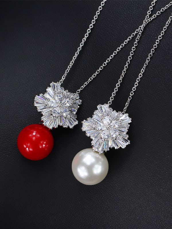 Cubic Zirconia Flower Dainty Necklace