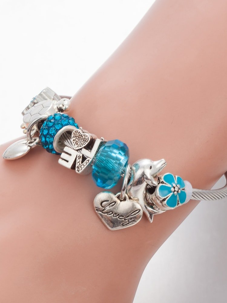 Vintage Crystal Enamel Charm Bracelet | TARA MINI - TARA MINI