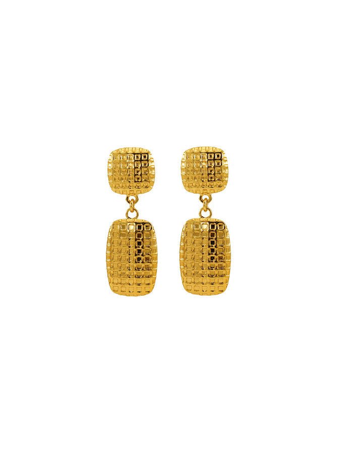 Gold Geometric Hip Hop Square Drop Earrings | TARA MINI - TARA MINI