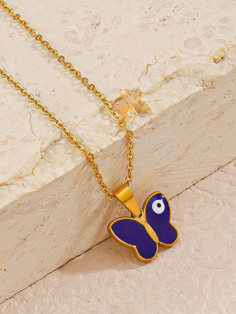 Enamel Butterfly Vintage Necklace for Women 18K | TARA MINI - TARA MINI