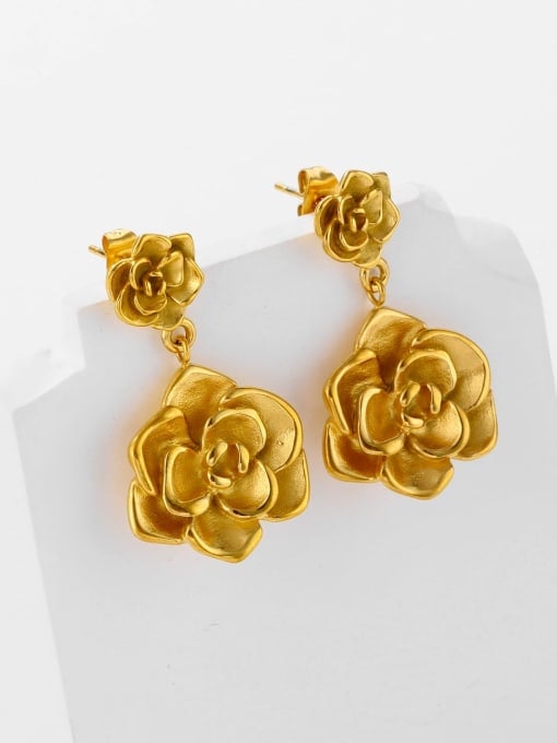 Gold Flower Drop Earrings 18K Plated | TARA MINI - TARA MINI