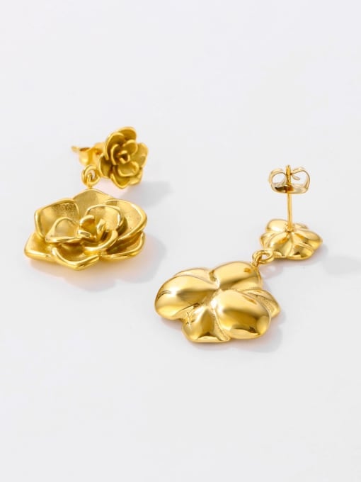 Gold Flower Drop Earrings 18K Plated | TARA MINI - TARA MINI
