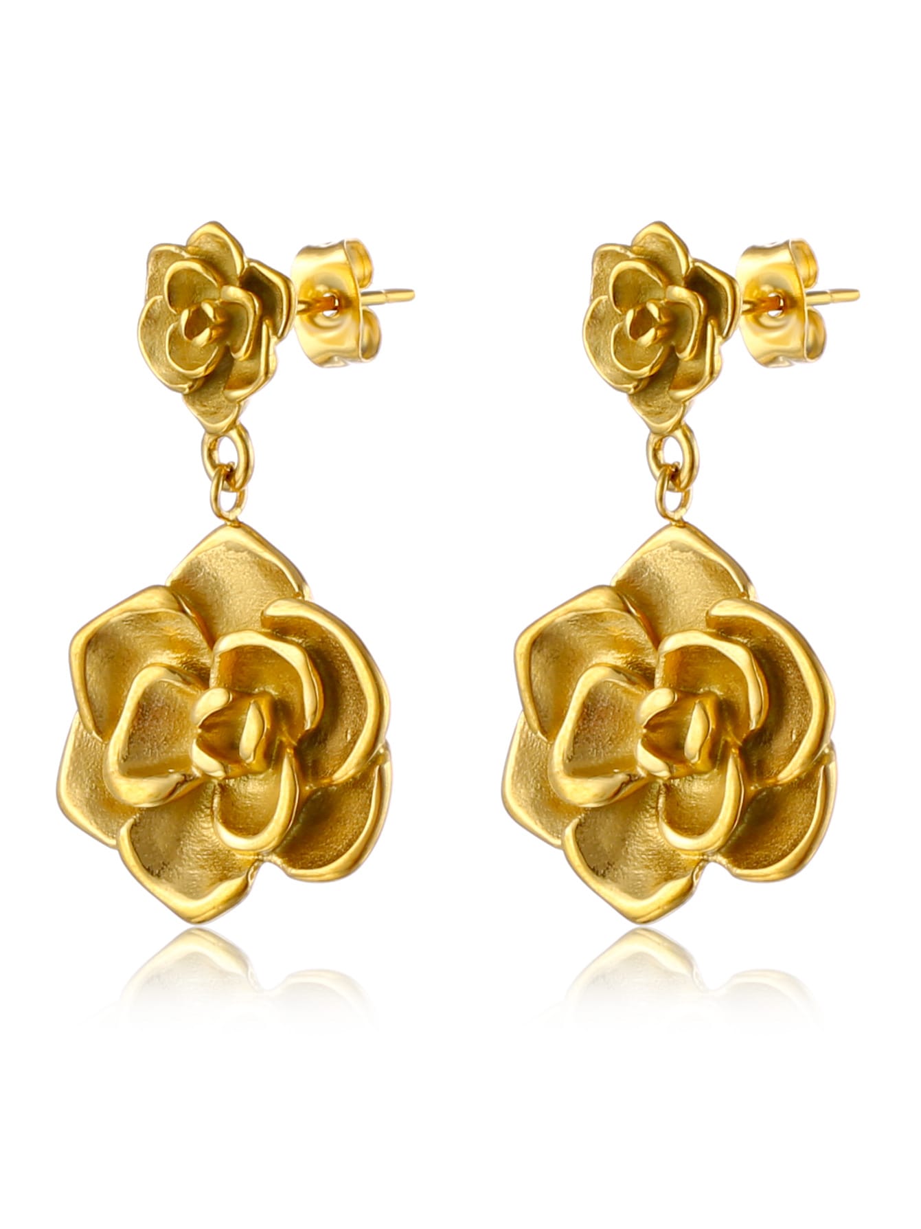 Gold Flower Drop Earrings 18K Plated | TARA MINI - TARA MINI