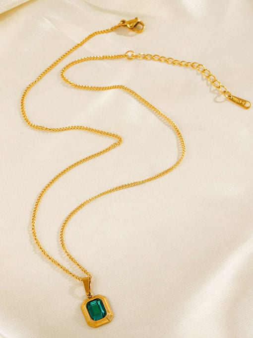 Emerald Glass Stone Vintage Necklace for Women | TARA MINI - TARA MINI