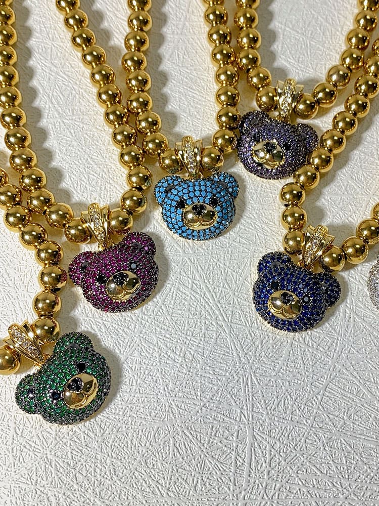 Teddy Charm Beaded Necklace | TARA MINI - TARA MINI