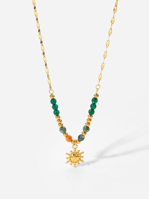 Bead Flower Sun Pendant Necklace Gold Plated | TARA MINI - TARA MINI