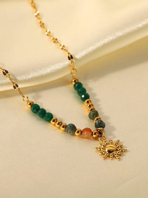 Bead Flower Sun Pendant Necklace Gold Plated | TARA MINI - TARA MINI