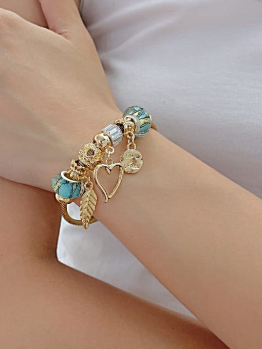 Cubic Zirconia Feather Hip Hop Charm Bracelet