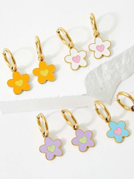 Enamel Flower Drop Earrings Gold Plated | TARA MINI - TARA MINI
