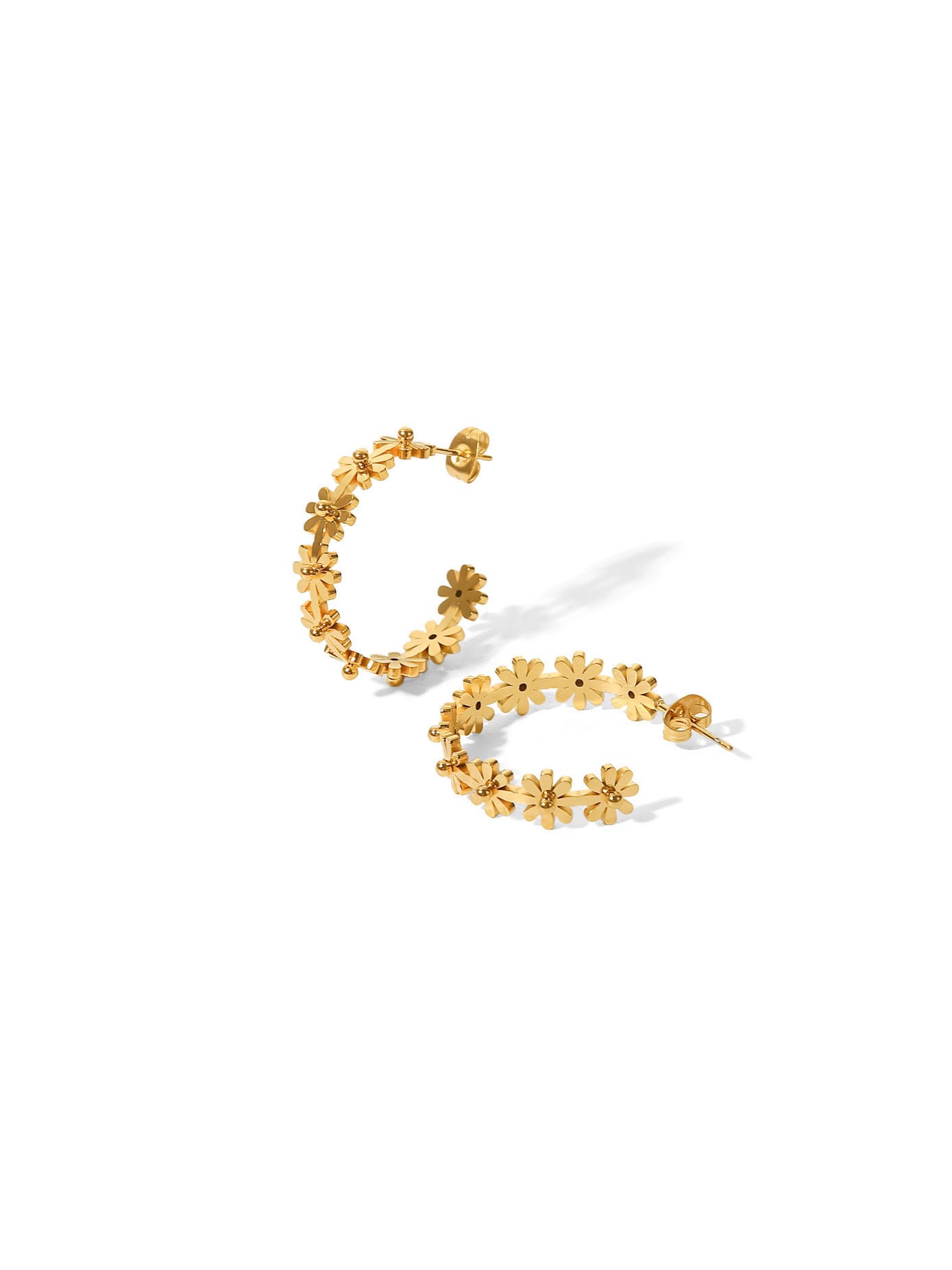 Flower Hoop Earrings White Gold Plated | TARA MINI - TARA MINI