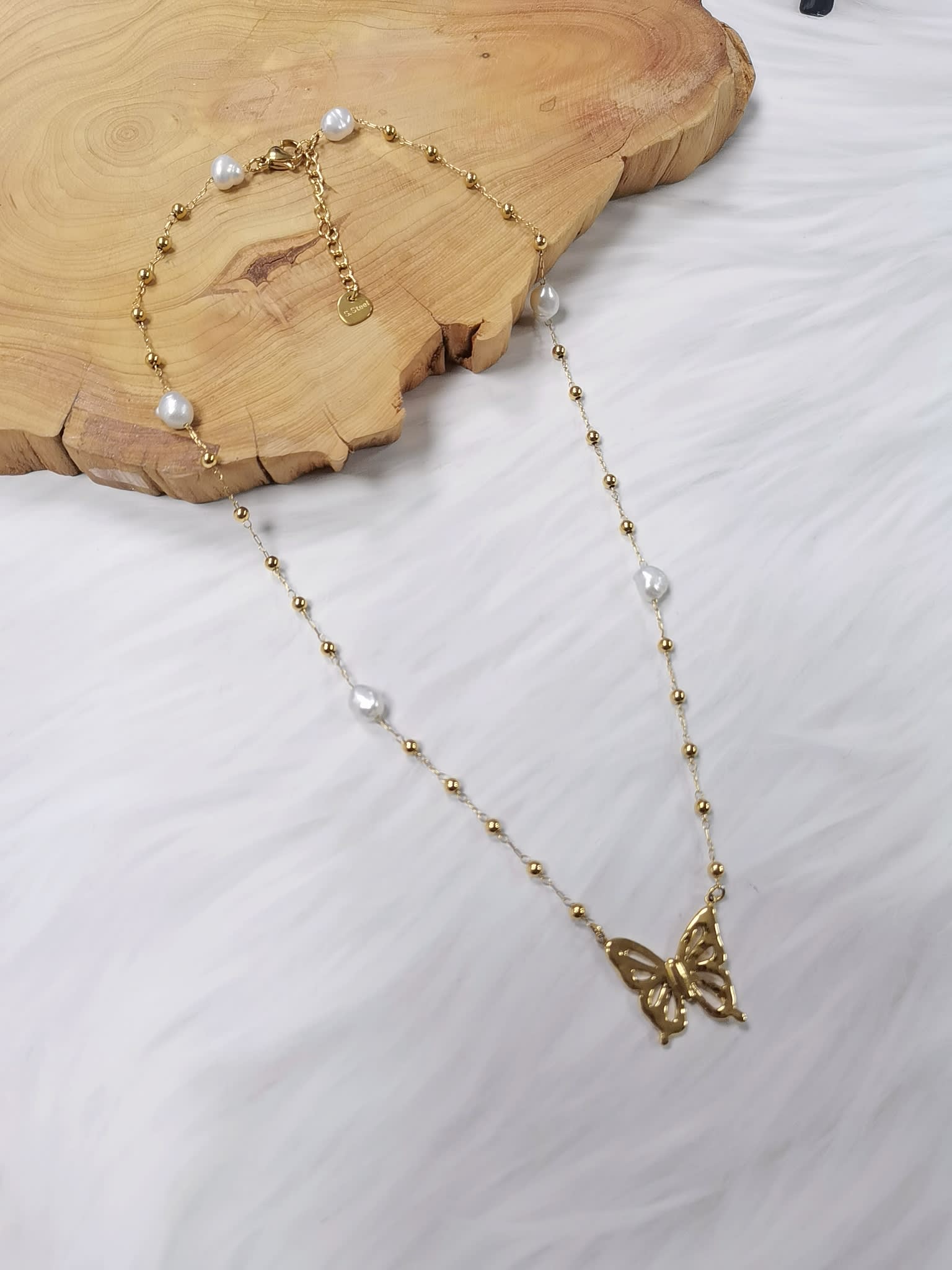 Tara Mini Freshwater Pearl Butterfly Trend Beaded Necklace - TARA MINI